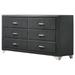 Cale 60 Inch Velvet Dresser, Modern Glam, 6 Drawer, Nailhead, Gray