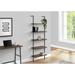 Bookshelf, Bookcase, Etagere, Ladder, 5 Tier, 72" Height, Office, Bedroom, Metal, Laminate, Marble Look, Contemporary