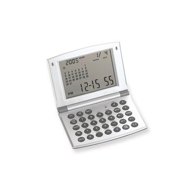 Curata Satin Silver-Tone 4" World Time Alarm Clock Currency Converter and Calculator