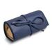 Curata Blue Leather Tie Jewelry Roll with Removable Zippered Pouch