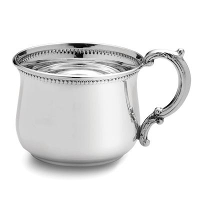 Curata Sterling Silver Hollow Handle 6 Oz. Beaded Pot Belly Baby Cup