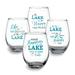 Curata Lillian Rose at The Lake Set of 4 Stemless Wine Glasses with Assorted Sayings
