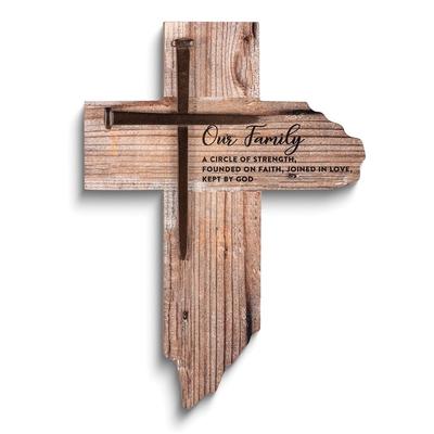 Curata Our Family Sentiment Rustic Wooden Wall Cross