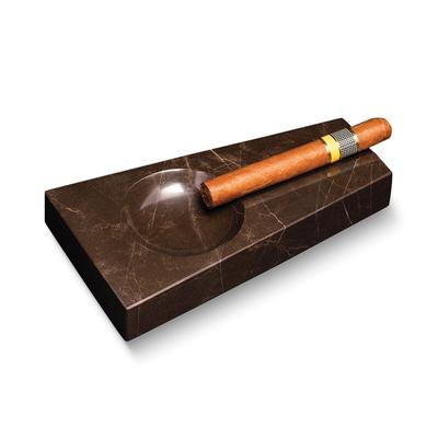 Curata Handcrafted Amber Emperador Marble Single Cigar Ashtray