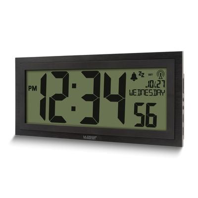 Curata 15 Inch Lcd Textured Atomic Wall Or Table Alarm Clock with Temperature and Date