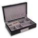 Curata Lacquered Ebony Burlwood Finish with Metal Accent Velour Lined Wooden Valet Jewelry Box