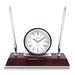 Curata Dresden Polished Rosewood Finish Quartz Desk Clock with 2 Pens and Engraving Plate