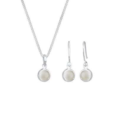 Elli Zestaw biżuterii Kette Hänger Mondstein Edelstein Chic 925 Silber silberfarben Damen