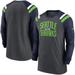 Men's Nike Heathered Charcoal/College Navy Seattle Seahawks Tri-Blend Raglan Athletic Long Sleeve Fashion T-Shirt