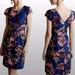 Anthropologie Dresses | Anthropologie Blue Floral Knee-Length Dress - 0p | Color: Blue/Purple | Size: 0p