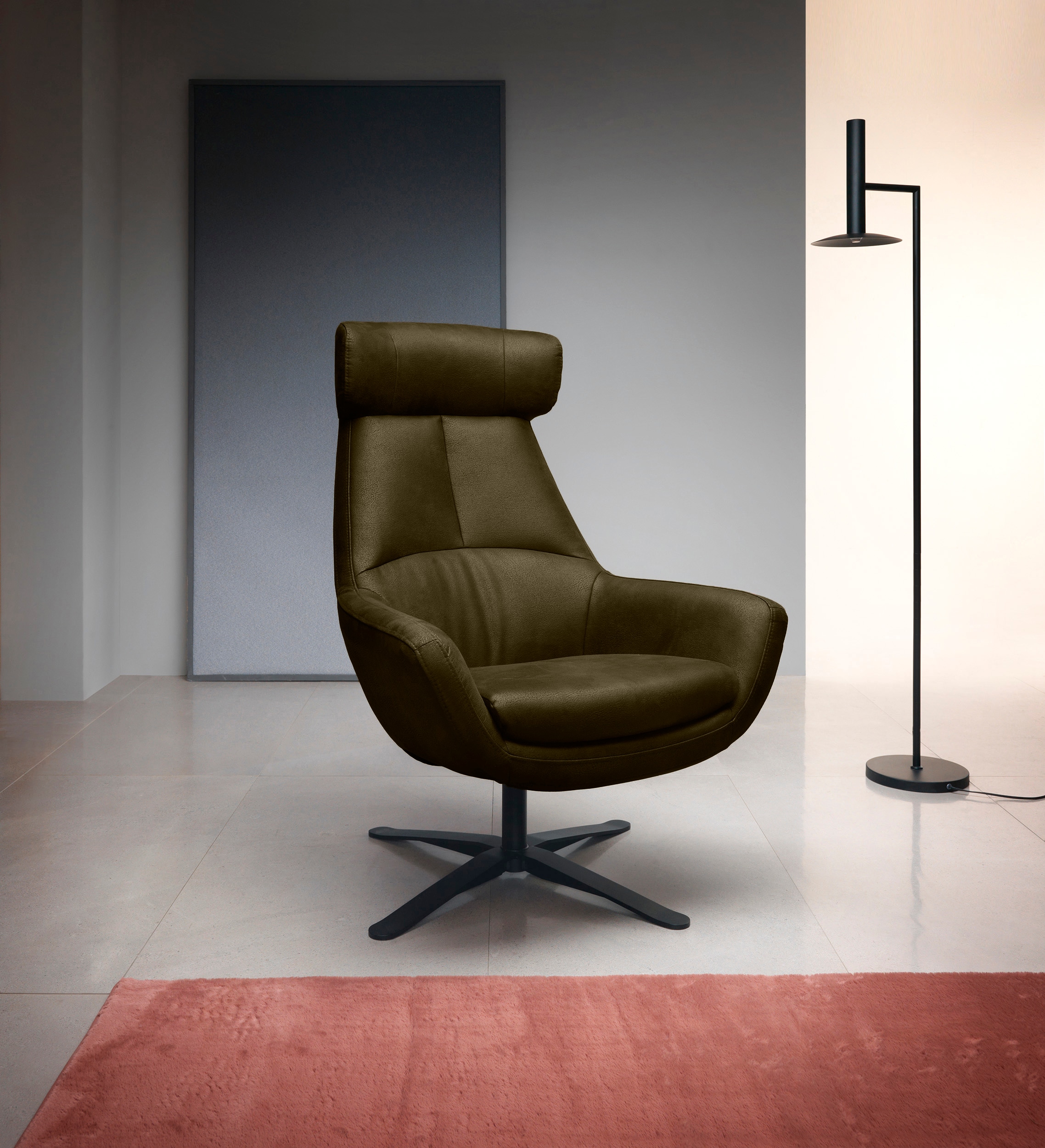 Drehsessel BETYPE "Be Organic High Back, Loungesessel, Hochlehnsessel", grün, B:81cm H:92cm T:83cm, 100% Polyester, Sessel, in elegantem Design mit Drehfunktion