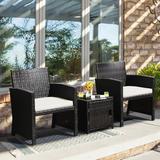 Analicia Lark Manor™ 3pcs Patio Wicker Furniture Set Storage Table W/protect Cover Gray Synthetic Wicker/All - Weather Wicker/Wicker/Rattan | Wayfair