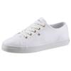 Sneaker TOMMY HILFIGER "ESSENTIAL NAUTICAL SNEAKER", Damen, Gr. 40, weiß, Textil, sportlich, Schuhe, mit goldfarbenen Ösen, Freizeitschuh, Halbschuh, Schnürschuh