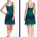 Free People Dresses | *Last Chance* Free People Emerald Green Lace Mini Dress Size L | Color: Black/Green | Size: L