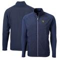 Men's Cutter & Buck Navy West Virginia Mountaineers Big Tall Adapt Eco Knit Hybrid Recycled Full-Zip Jacket