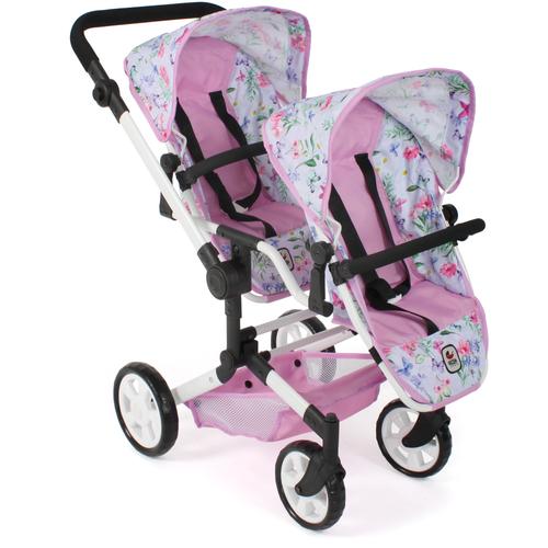 "Puppen-Zwillingsbuggy CHIC2000 ""Linus Duo, Flowers"" Puppenwagen bunt (flowers) Kinder Puppenwagen -trage"
