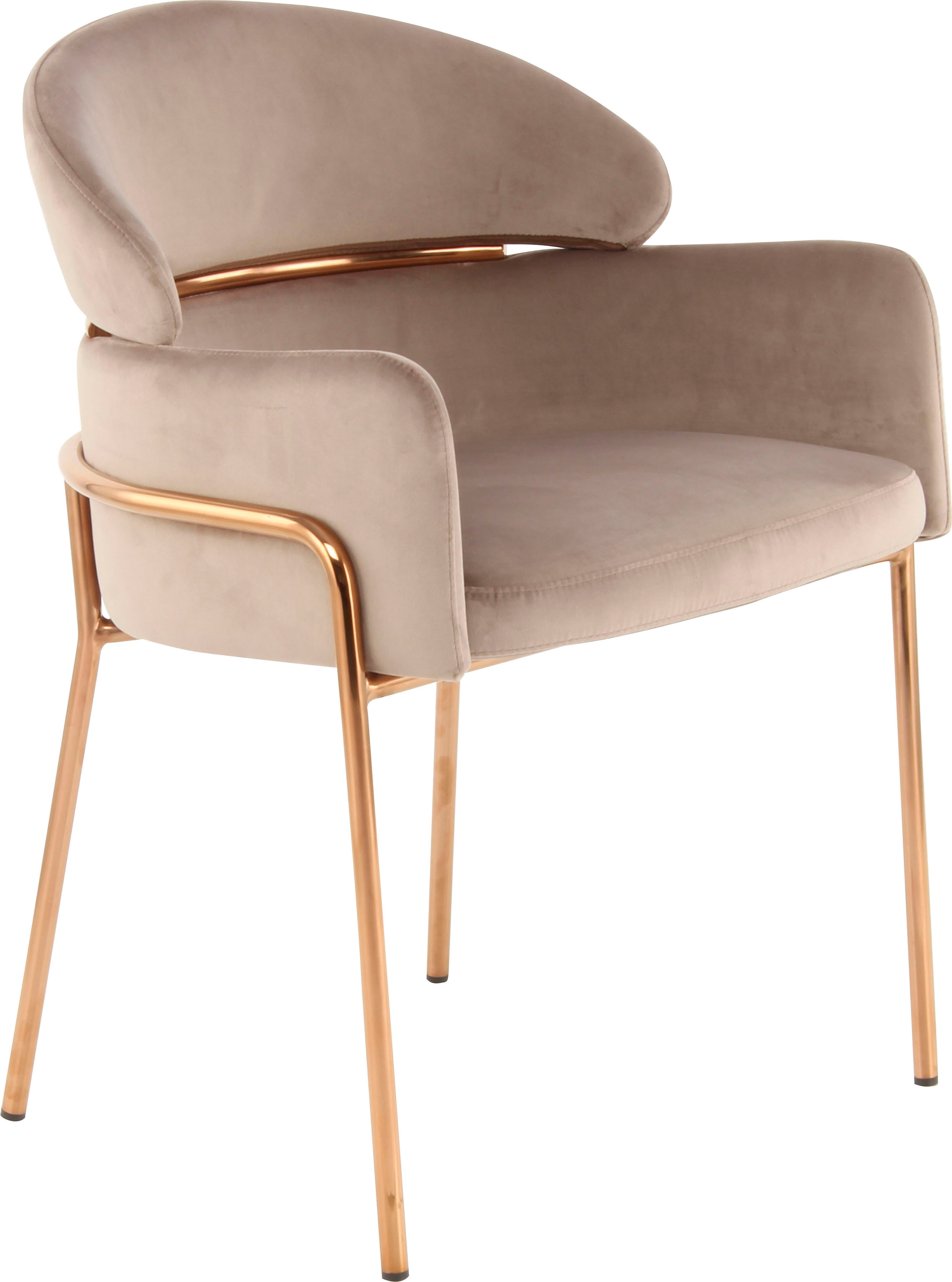 Polsterstuhl KAYOOM "Stuhl Corey 125, komfortabler Stuhl,angesagter Retro-Look", rosa (taupe, roségold, roségold), B:58cm H:79cm T:57cm, Sitz: Bezug 100% Polyester / Gestell: Edelstahl, Stühle, samtweicher Bezug, pflegeleicht, sehr gemütlich,...