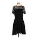 Shein Casual Dress - A-Line: Black Solid Dresses - Women's Size Small