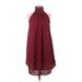 Shein Casual Dress - High/Low: Burgundy Solid Dresses - Women's Size X-Small