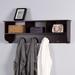 Espresso Wooden Entryway Wall Mounted Coat Rack with 4 Dual Hooks and Storage Shelf