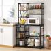 10 Tier Kitchen Bakers Rack with Hutch, Microwave Stand Kitchen Utility Shelves Rack with 10 Hooks