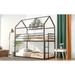 Stylish & Safe Twin over Twin Metal Bunk Bed, House Bunk Bed Frame with Built-in Ladder and High Full-length Guardrails