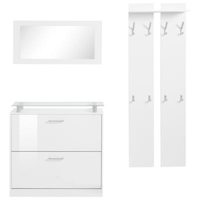Garderoben-Set BORCHARDT MÖBEL "Finn", weiß (weiß matt, weiß hochlganz), Kastenmöbel-Sets, mit Glasablage Image