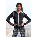 Trainingsjacke LASCANA ACTIVE "-Sportjacke Black Marble" Gr. 36/38, schwarz-weiß (schwarz, weiß) Damen Jacken Sportjacken