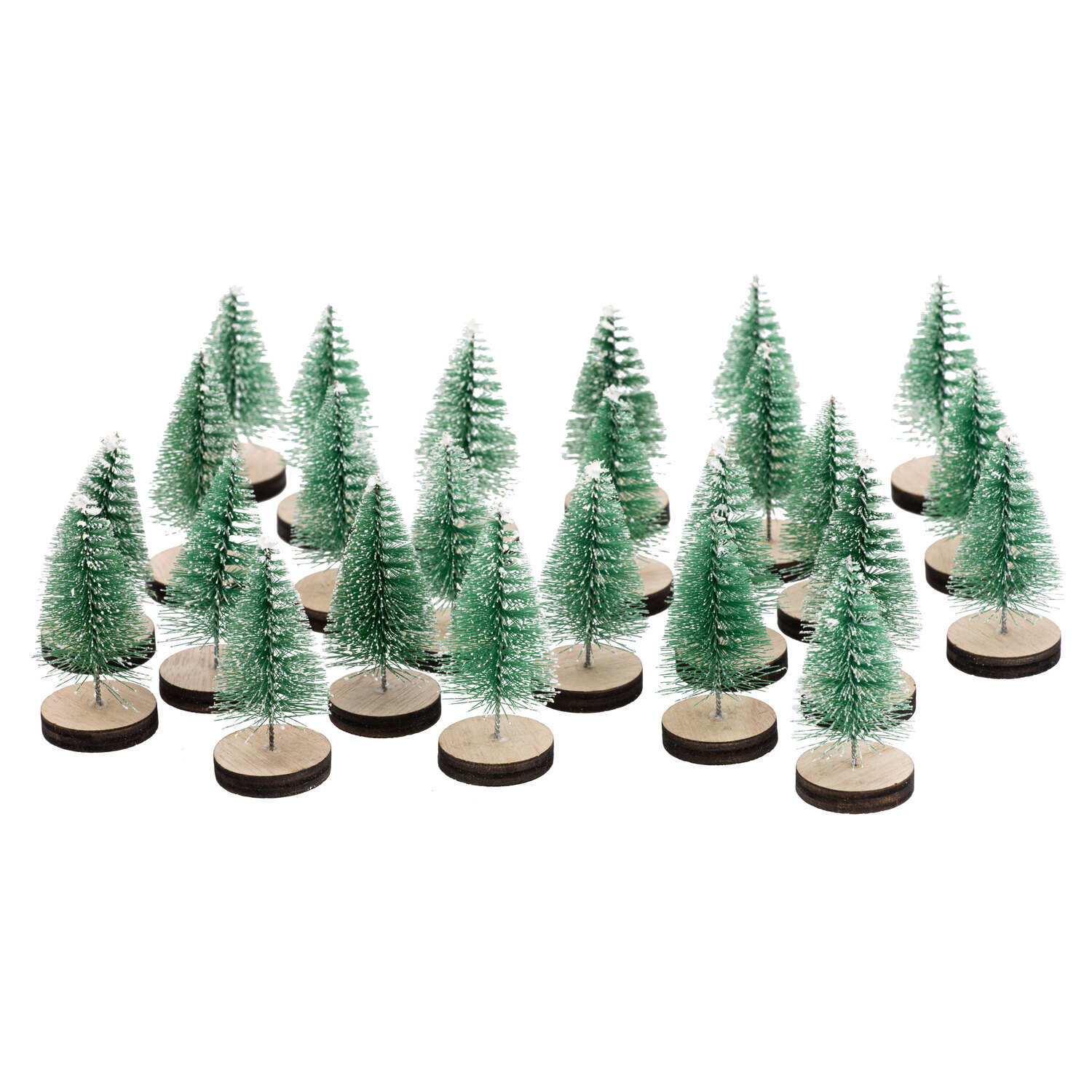 Sapins de décoration, enneigés, 6 cm, 25 pièces