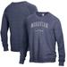 Men's Heathered Navy Moravian Greyhounds The Champ Tri-Blend Pullover Sweatshirt
