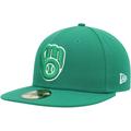 Men's New Era Kelly Green Milwaukee Brewers White Logo 59FIFTY Fitted Hat