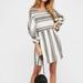 Free People Dresses | Free People Lilly Oversized Stripe Balloon 3/4 Sleeve Mini Dress Size Small S | Color: Cream | Size: S