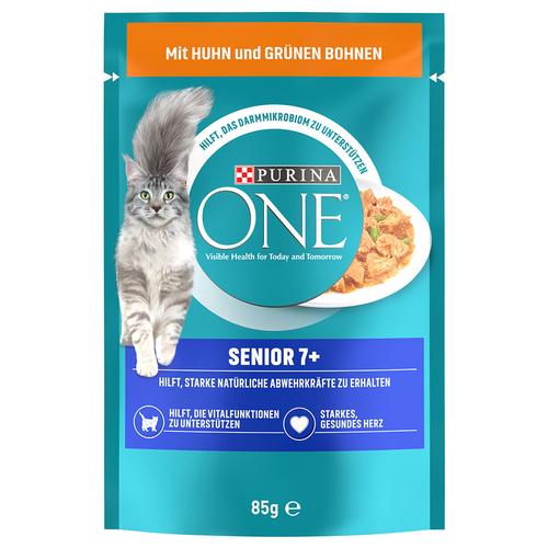 26x85g PURINA ONE Senior 7+ Huhn / grüne Bohnen Katzenfutter nass