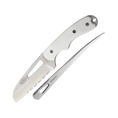 Myerchin Generation 2 Off Shore System Fixed Blade Knife 3.75in Stainless Steel Sheepsfoot Satin White Handle A100P