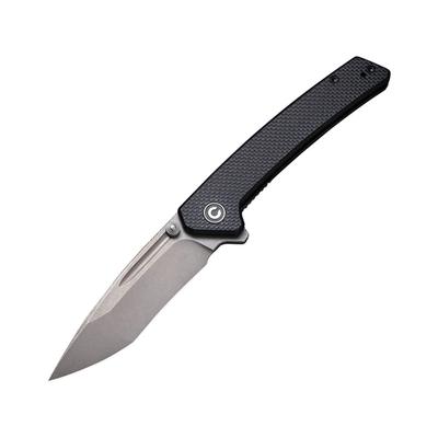 CIVIVI Keen Nadder Linerlock Folding Knife 3.5" stonewash finish Bohler N690 stainless tanto Black textured G10 handle C2021A