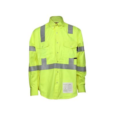 MCR Safety S1CL3LXL Flame Resistant Work Shirt Class 3 Hi-Visibility Protection 2in Silver FR Reflective Stripes Fluorescent Lime XL S1CL3LXL