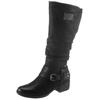 Winterstiefel RIEKER, Damen, Gr. 42 (8), Normalschaft, schwarz, Nubuklederimitat, unifarben, klassisch, Schuhe, Boots, Warmfutter, Blockabsatz, mit auffälliger Schnalle