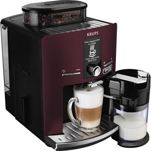 „KRUPS Kaffeevollautomat „“EA829G Espresseria Automatic Latt’Espress““ Kaffeevollautomaten mit kompact-LCD Display, integrierter Milchbehälter rot (bordeaux, schwarz) Kaffeevollautomat Bestseller“