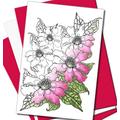 Art Eclect Adult Coloring Flower Greeting Cards for Birthdays, Thank You and Sympathy Cards (20 Cards With 20 Different Unique Designs 10 Fuchsia and 10 White Envelopes, Set B20/PinkWhite)