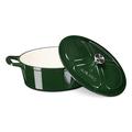 Navaris Enamelled Casserole Dish - 7.7 Litre Cast Iron Oven Dish Pot with Lid for Cooking - Gas, Induction Safe Non-Stick Dutch Oven - Green