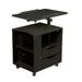 Latitude Run® 2 - Drawer Wooden Nightstand, Height Adjustable Overbed End Table w/ Swivel Top, Wheels Shelf Wood in Black | Wayfair