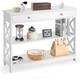 GOPLUS Table Console 3 Niveaux Design et Moderne, Table d’appoint avec 2 Etagere et Tiroirs, Blanc