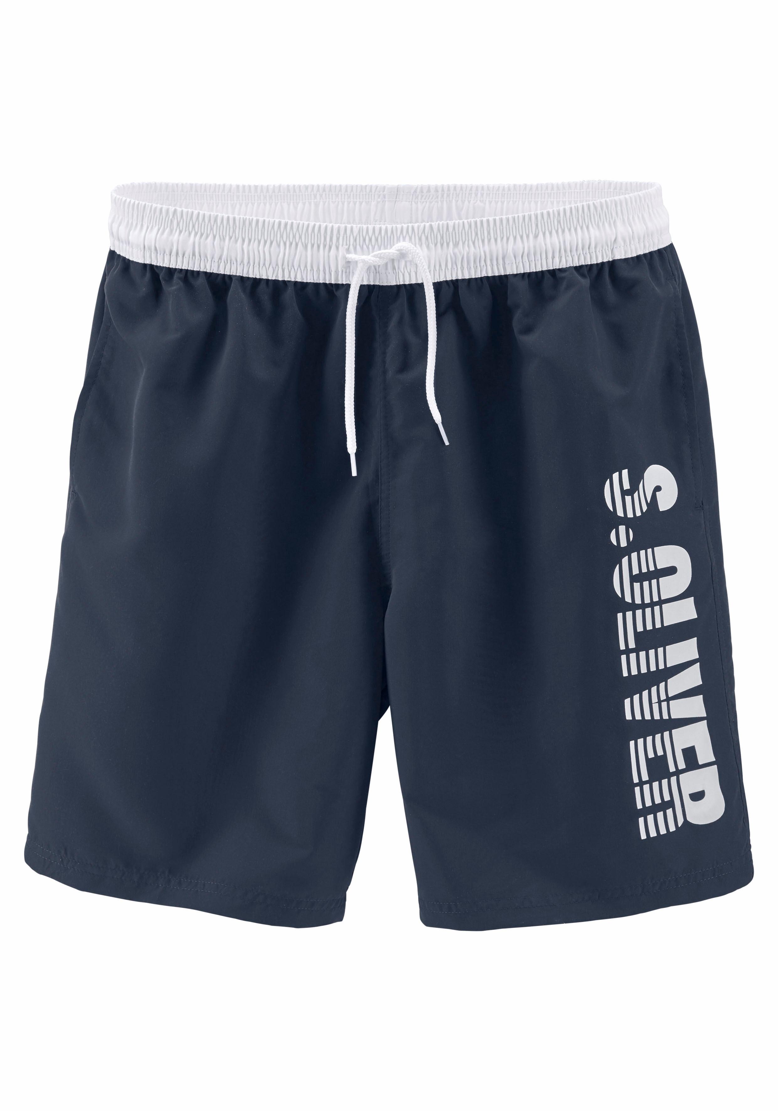 Badeshorts S.OLIVER, Herren, Gr. M50, Lang, blau (marine (langgröße)), Microfaser, Polyester, Badehosen Image