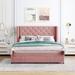 Nestfair Queen Size Velvet Upholstered Platform Bed with Wingback Headboard and Drawer