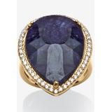 Women's 18K Gold Over Sterling Silver Sapphire And Cubic Zirconia Ring by PalmBeach Jewelry in Sapphire (Size 7)