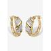 Women's Yellow Gold-Plated S-Link Hoop Earrings (21Mm) Diamond Accent by PalmBeach Jewelry in Diamond