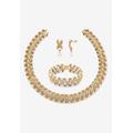 Women's Gold Tone Necklace, Bracelet And Earring Set, Simulated Pearl Jewelry by PalmBeach Jewelry in Crystal Pearl Gold