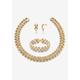 Women's Gold Tone Necklace, Bracelet And Earring Set, Simulated Pearl Jewelry by PalmBeach Jewelry in Crystal Pearl Gold