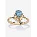Women's Yellow Gold Plated Simulated Birthstone And Round Crystal Ring Jewelry by PalmBeach Jewelry in Aquamarine (Size 9)