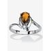 Women's Silvertone Simulated Pear Cut Birthstone And Round Crystal Ring Jewelry by PalmBeach Jewelry in Citrine (Size 7)